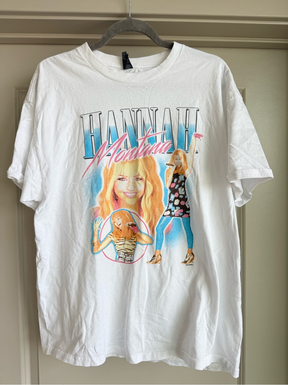 White Graphic Kids' T-Shirt with Pastel Pink & Blue Design